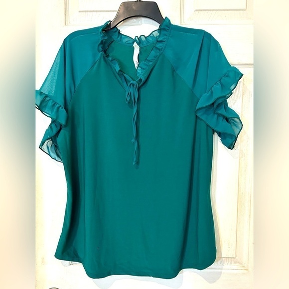 NWOT NY Collection Green Knit Blouse Size 1x - Picture 1 of 4